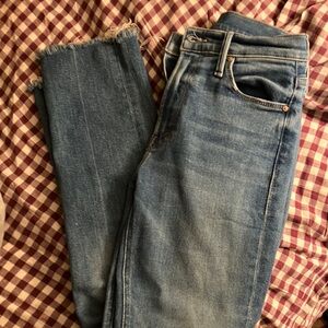 Mother Denim Mid Rise Dazzler Ankle Fray 25